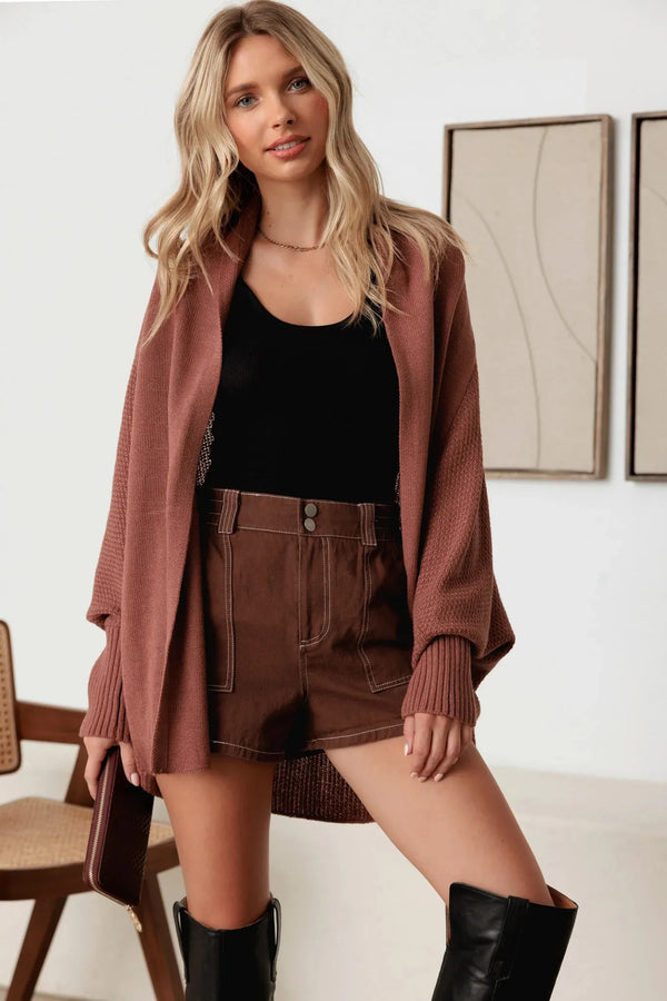 Batwing Sleeve Knit Cardigan – Women’s Long Sleeve Sweater Coat