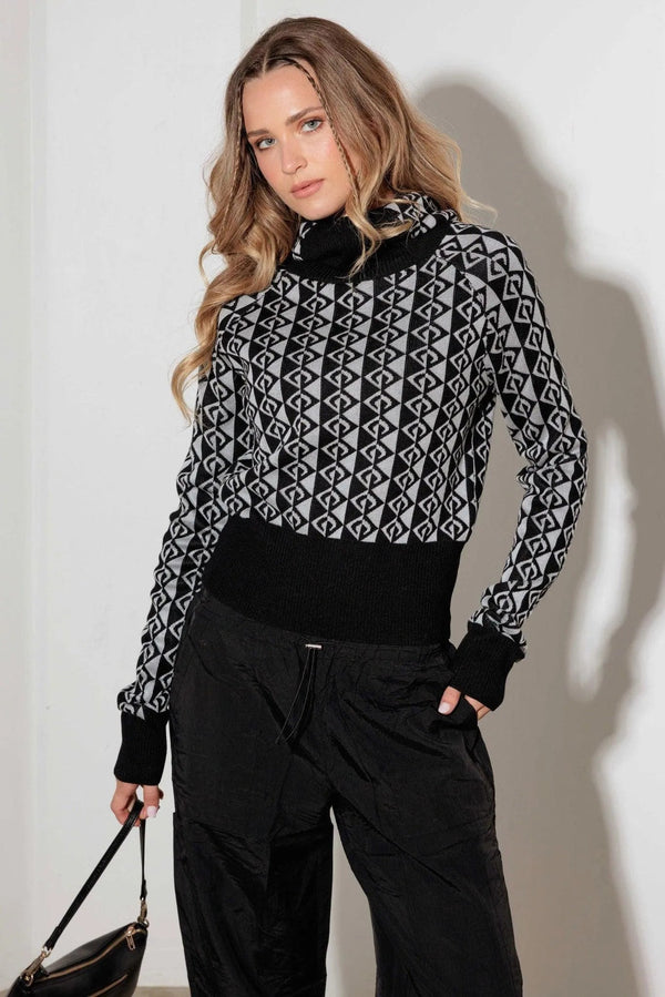 Hooded Knit Sweater – Women’s Long Sleeve Pullover